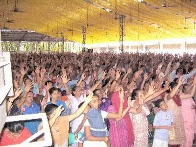 A view of Pilgrims and Retreatants at the Divine Retreat Centre, Muringoor, Chalakudy, Kerala, India