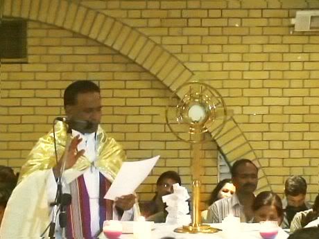 Fr. Lionel Braganza sdb, leading the Special Eucharistic Healing Service for Singles and Couples organized by the Young Adults in Christ Fellowship (YACF) at Holy Family Cathedral Premises, Kuwait.