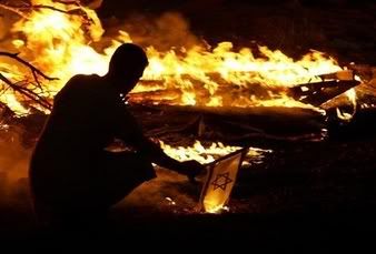 Palestinians Burning a Synagogue in Celebration