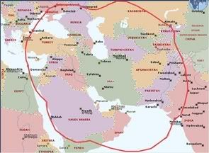 Estimated range of Shahab-3
