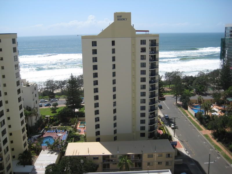 view of gold coast beach from hotel room