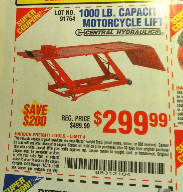 Harbor Freight Motorcycle Lift Coupon DO THE TON