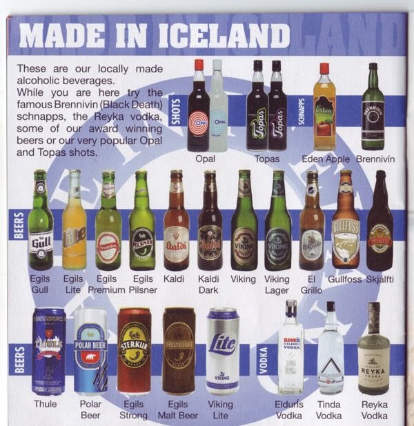 Icelandic brewed beers.