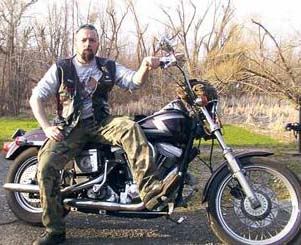 Nazi Rick on his '85 Harley FXE