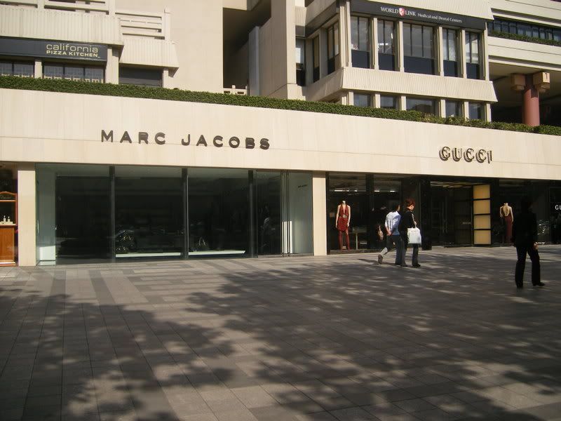 The Marc Jacobs and Gucci stores across the road from my hotel. Two totally different brand personalities living in harmony next to each other. Marc Jacobs being the sweet, cute, quirky girl and Gucci being the sexy, ball breaking woman.