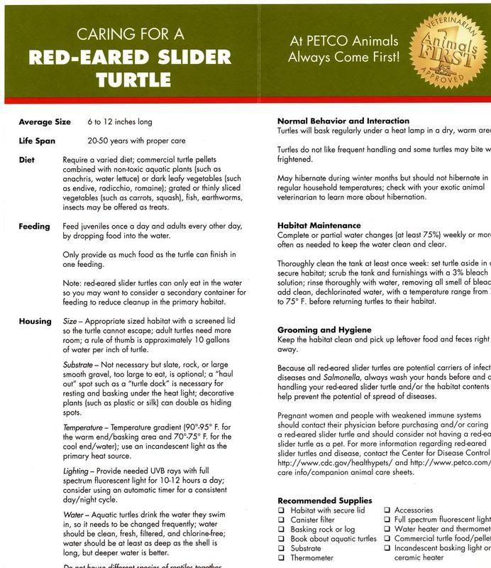 Redearslider.com :: View topic - Petco steps their game up (RES caresheet)