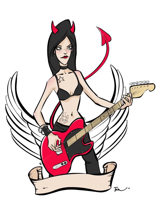Devil Girl Tattoo Flash