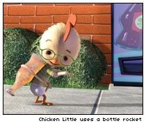 Chicken Little uses a bottle rocket  [photo: Walt Disney Studios]