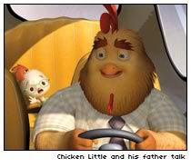 Chicken Little and his father talk  [photo: Walt Disney Studios]