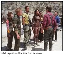 Mal lays it on the line for the crew of the Serenity [Universal Pictures]