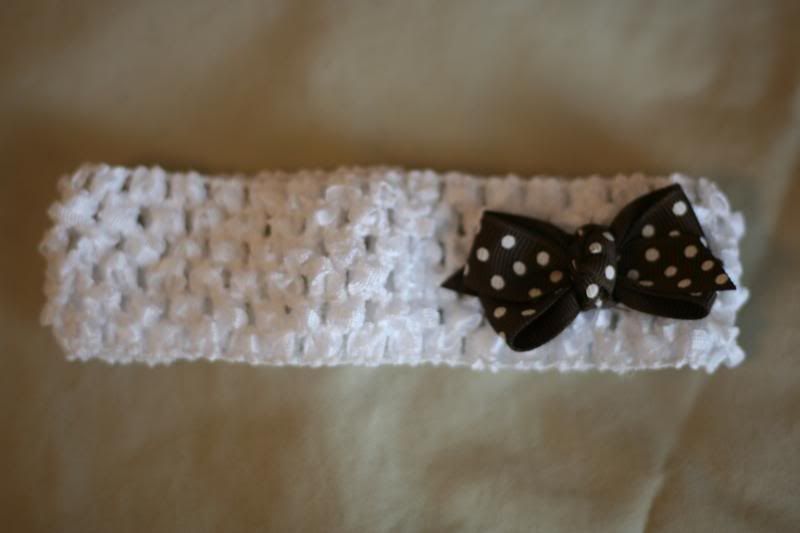 1 Itty Bitty brown with white dots boutique bow