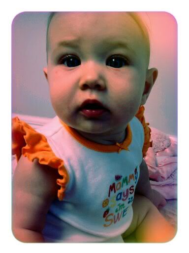 Lizzie before she got her shots. She has no idea what's coming. :/