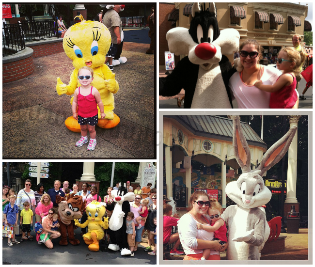 Six Flags Wet Ones Blogger Event - Meeting Characters; Tweety, Daffy, Taz, and Bugs Bunny