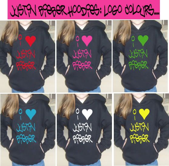 I *heart* Justin Bieber Hoodie! Available in (adult) sizes: