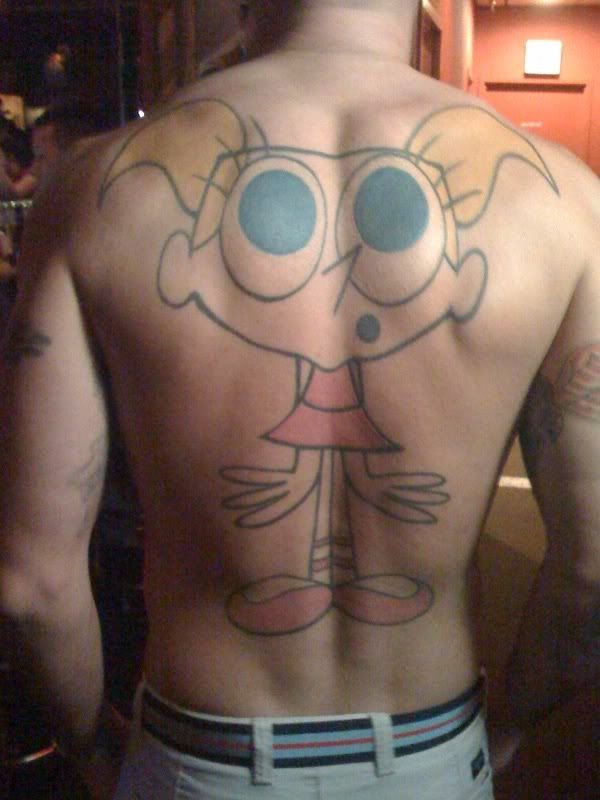 His name is Ben, he's british and he has a full back tattoo of DeeDee from