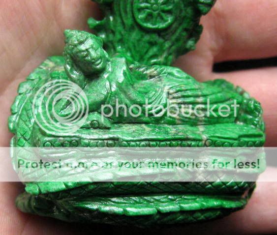 LARGE MAW SIT SIT JADE JADEITE RECLINING BUDDHA SHELTERED by NAGA 