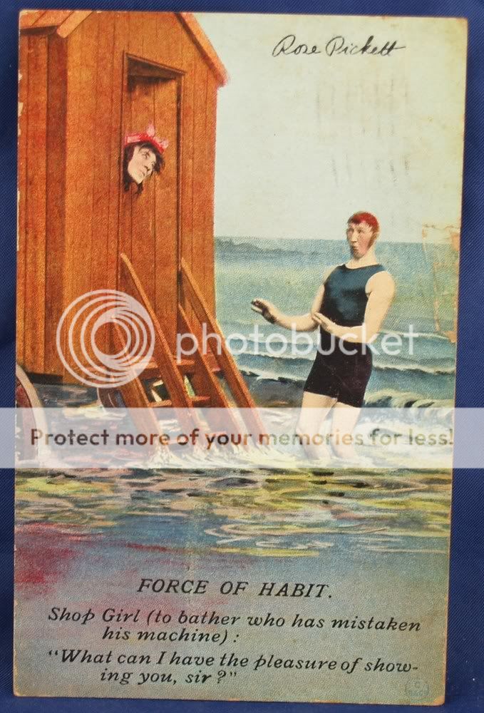 Man Woman Beach Changing room Bamforth Postcard PM 1912  