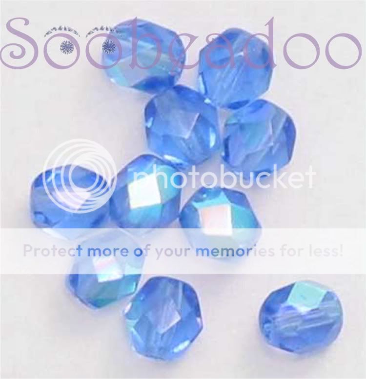 20 Sapphire AB Fire Polish Faceted Glass beads 6mm  