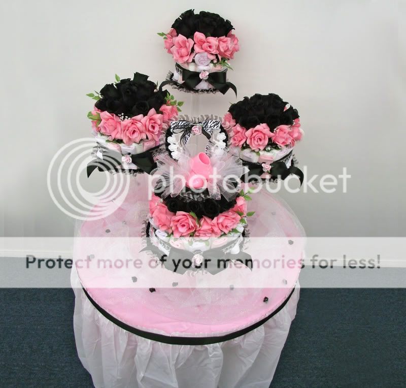  piece black zebra pink diaper cake centerpiece here s whats included 2