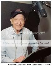 Don Knotts records a voice over for Chicken Little  [photo: Walt Disney Pictures]