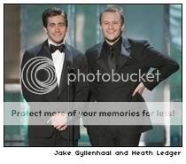 Jake Gyllenhaal and Heath Ledger present at the SAG award [photo: SAG/TNT]