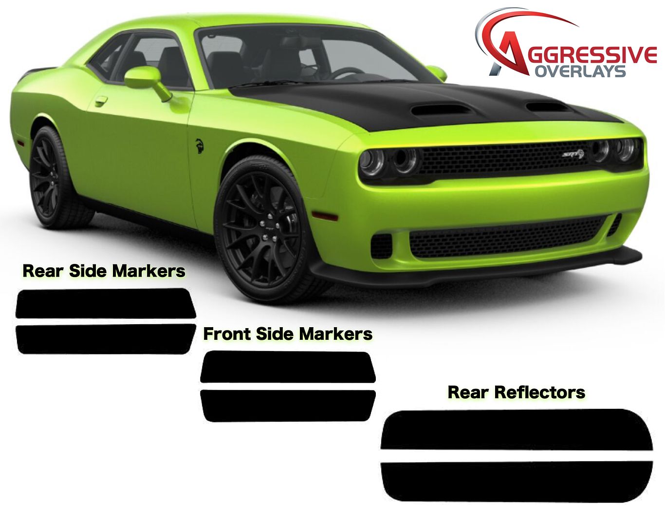 Dodge Challenger Front Bumper Side Reflector Tint Pre-Cut Overlay RED 2015