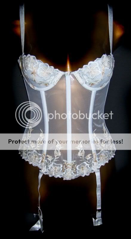 Lady Marlene Bridal White Push Up Garter Bustier 34D  